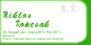 miklos kopcsak business card